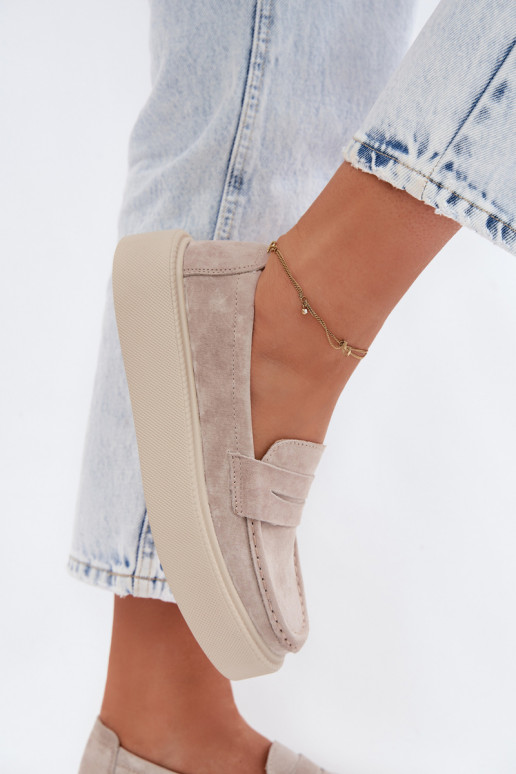 MokasinaisuĮjungtaturalnego iš zomšosu su platforma Vinceza 79594 smėlio spalvos