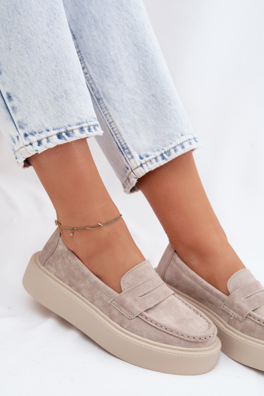 MokasinaisuĮjungtaturalnego iš zomšosu su platforma Vinceza 79594 smėlio spalvos