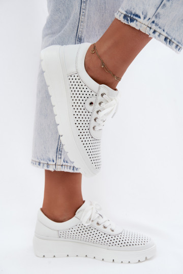 Oda su aužūro elementais batai Moteriškas Vinceza 79629 baltos spalvos