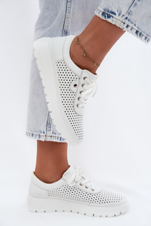 Oda su aužūro elementais batai Moteriškas Vinceza 79629 baltos spalvos