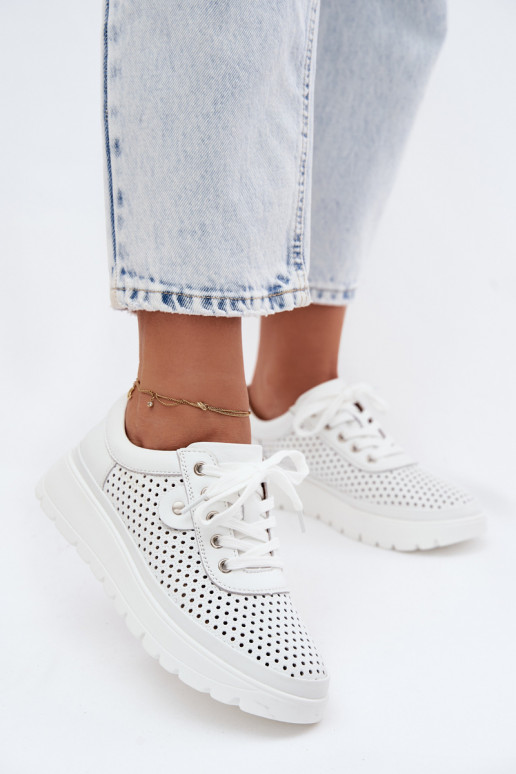 Oda su aužūro elementais batai Moteriškas Vinceza 79629 baltos spalvos