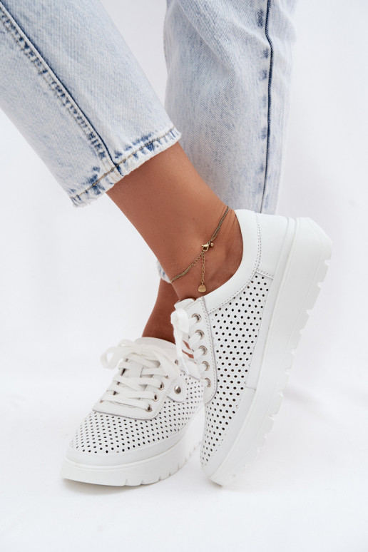 Oda su aužūro elementais batai Moteriškas Vinceza 79629 baltos spalvos