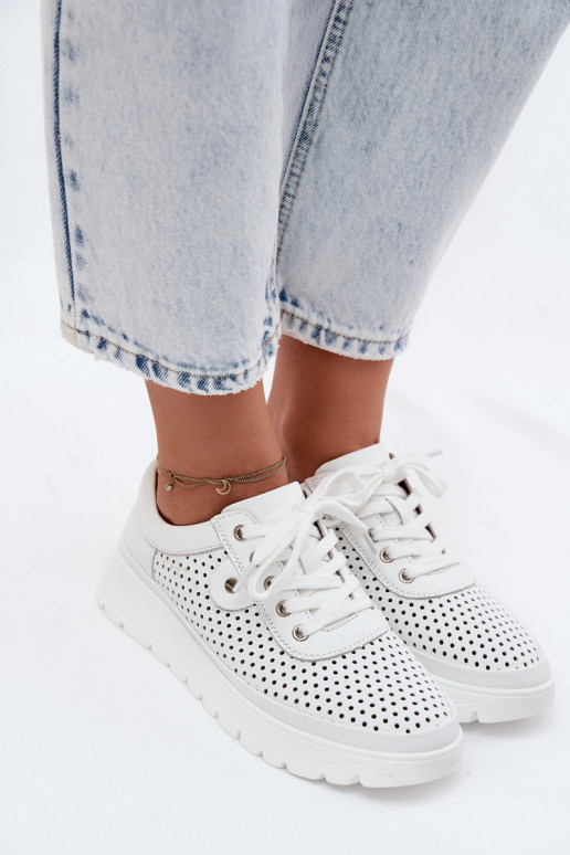 Oda su aužūro elementais batai Moteriškas Vinceza 79629 baltos spalvos