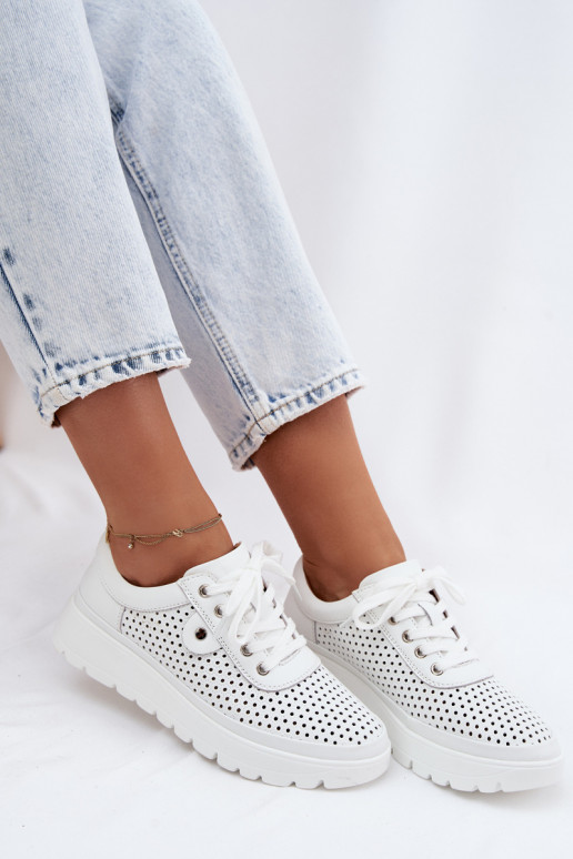 Oda su aužūro elementais batai Moteriškas Vinceza 79629 baltos spalvos