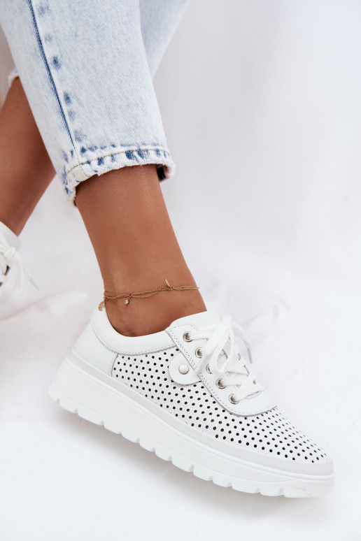 Oda su aužūro elementais batai Moteriškas Vinceza 79629 baltos spalvos