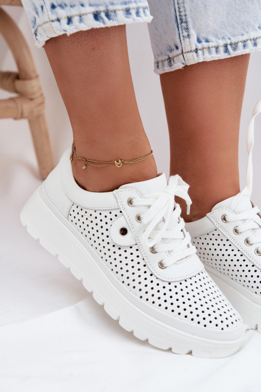 Oda su aužūro elementais batai Moteriškas Vinceza 79629 baltos spalvos