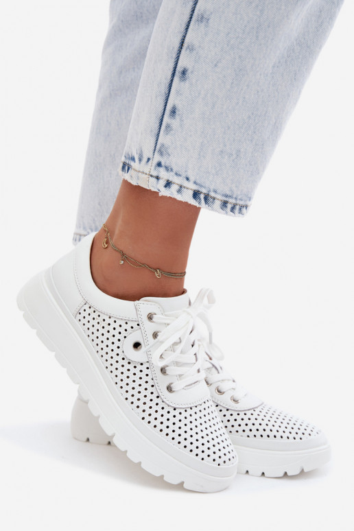 Oda su aužūro elementais batai Moteriškas Vinceza 79629 baltos spalvos