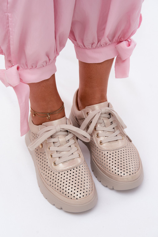 Oda su aužūro elementais batai Moteriškas Vinceza 79629 aukso spalvos