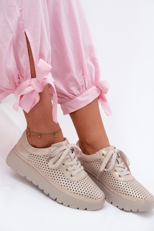 Oda su aužūro elementais batai Moteriškas Vinceza 79629 aukso spalvos