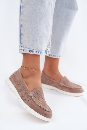 moteriški mokasinaisuĮjungtaturalnego iš zomšosu Vinceza 95360 smėlio spalvos