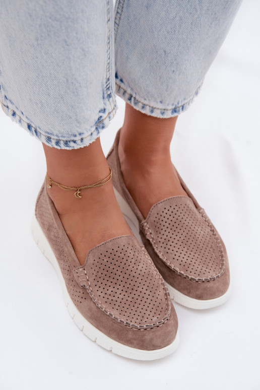 moteriški mokasinaisuĮjungtaturalnego iš zomšosu Vinceza 95360 smėlio spalvos