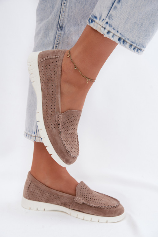 moteriški mokasinaisuĮjungtaturalnego iš zomšosu Vinceza 95360 smėlio spalvos