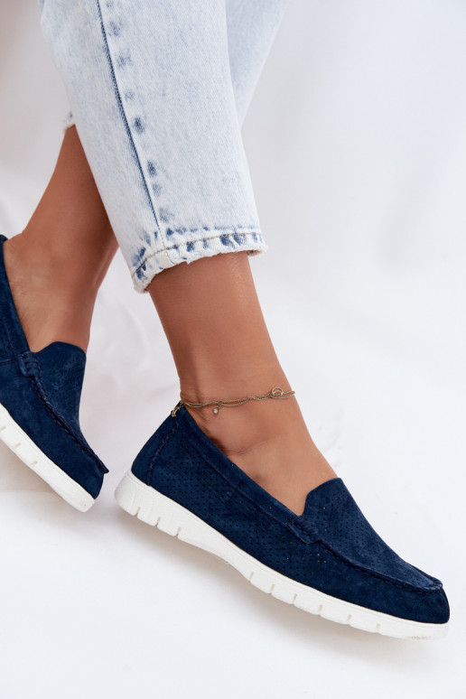 moteriški mokasinaisuĮjungtaturalnego iš zomšosu Vinceza 95360 tamsiai mėlynos spalvos