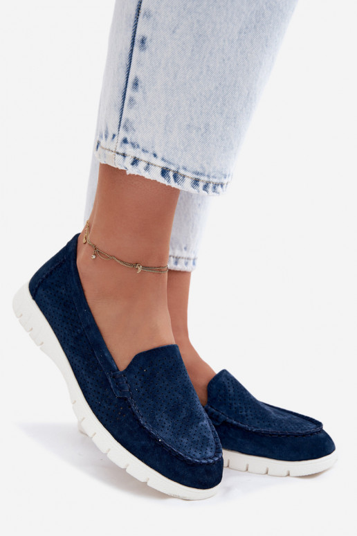 moteriški mokasinaisuĮjungtaturalnego iš zomšosu Vinceza 95360 tamsiai mėlynos spalvos