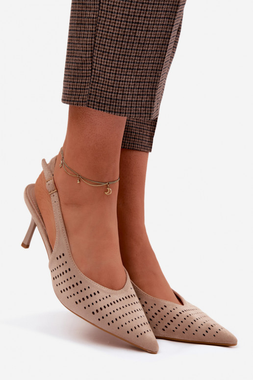 Ažūrinės basutės Moteriškas su plonais kulniukaissuImitacji iš zomšosu smėlio spalvos Torielle