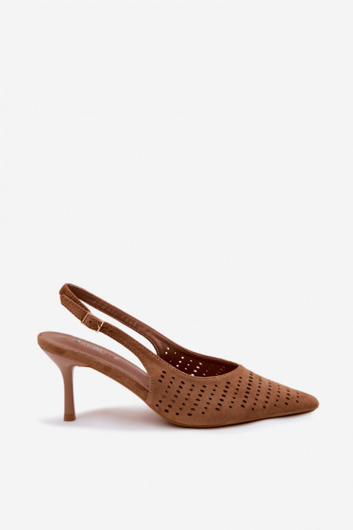 Ažūrinės basutės Moteriškas su plonais kulniukaissuImitacji iš zomšosu rudos spalvos Torielle