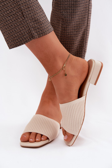  Moteriškos šlepetės su plačiais kulniukais dramblio kaulo spalvos Belissea 2