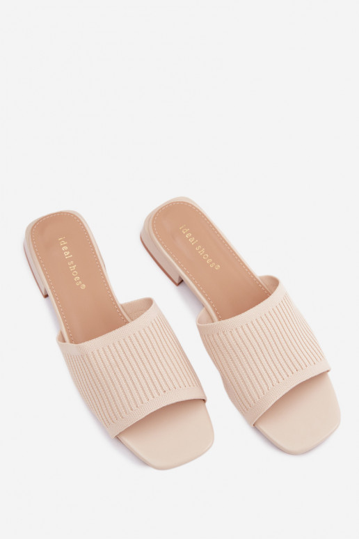  Moteriškos šlepetės su plačiais kulniukais dramblio kaulo spalvos Belissea