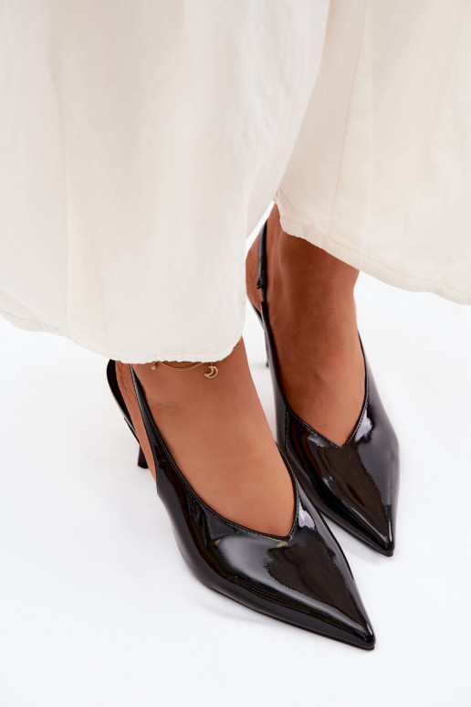 su lako efektu aukštakulniai bateliai basutės iš eko odos juodos spalvos Norvra