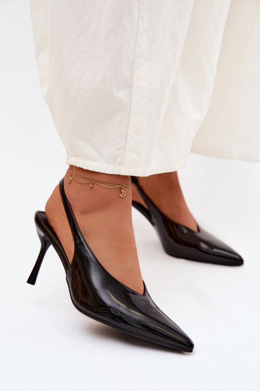 su lako efektu aukštakulniai bateliai basutės iš eko odos juodos spalvos Norvra