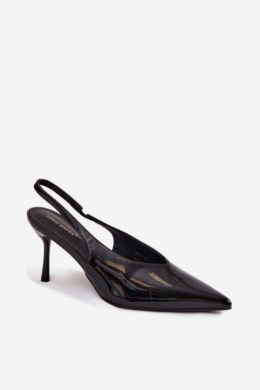 su lako efektu aukštakulniai bateliai basutės iš eko odos juodos spalvos Norvra