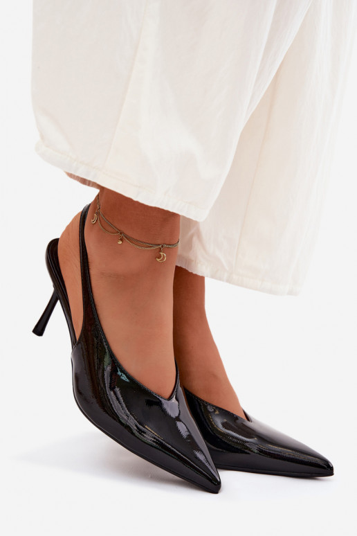 su lako efektu aukštakulniai bateliai basutės iš eko odos juodos spalvos Norvra