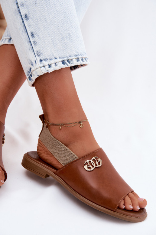 Moteriškos basutės Ze aukso spalvosm Detalem Zazoo 40473 rudos spalvos