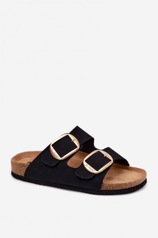 Moteriškos šlepetės Ant kamštinio pado su sagtimis Lee Cooper LCIN-26-35-4455L juodos spalvos