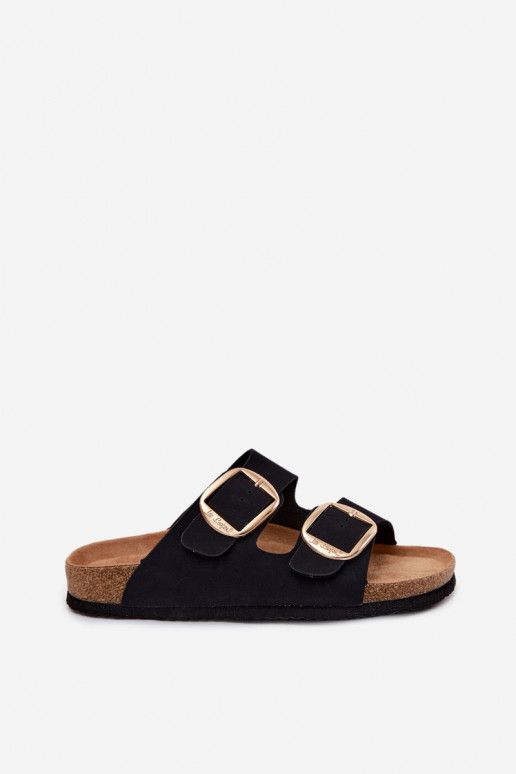 Moteriškos šlepetės Ant kamštinio pado su sagtimis Lee Cooper LCIN-26-35-4455L juodos spalvos