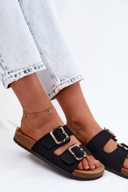 Moteriškos šlepetės su sagtimis Lee Cooper LCIN-26-35-4450L juodos spalvos