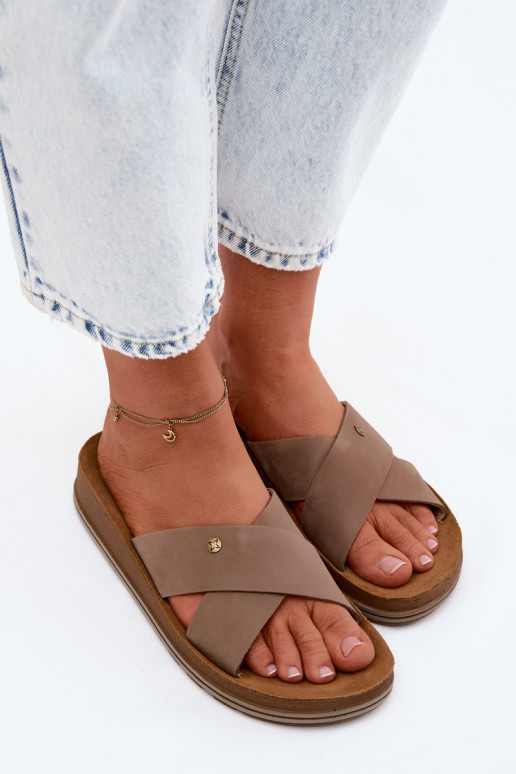 Oda Moteriškos zomšinės šlepetės Tai turiciejka P7504-04 smėlio spalvos