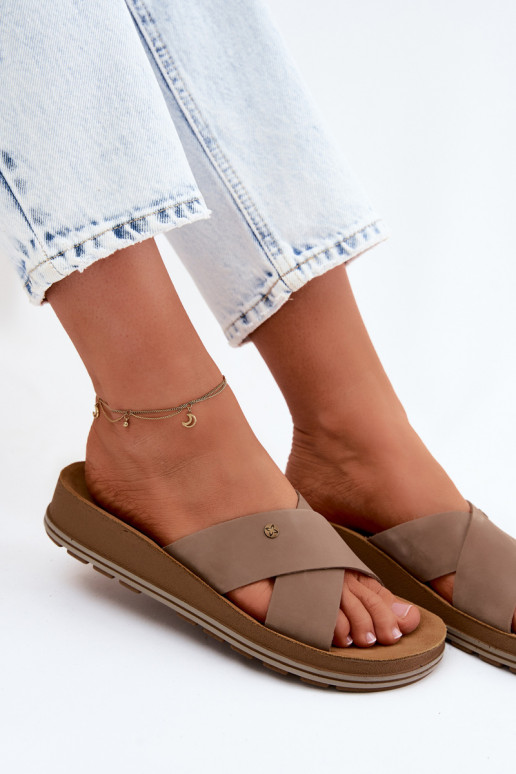 Oda Moteriškos zomšinės šlepetės Tai turiciejka P7504-04 smėlio spalvos