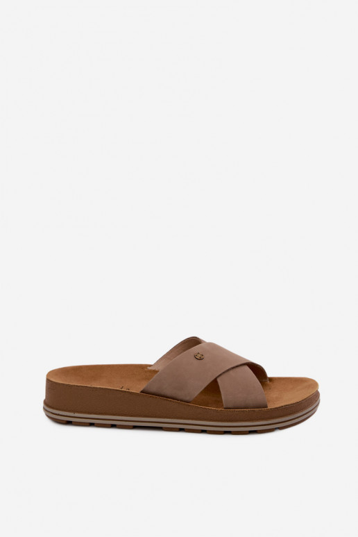 Oda Moteriškos zomšinės šlepetės Tai turiciejka P7504-04 smėlio spalvos