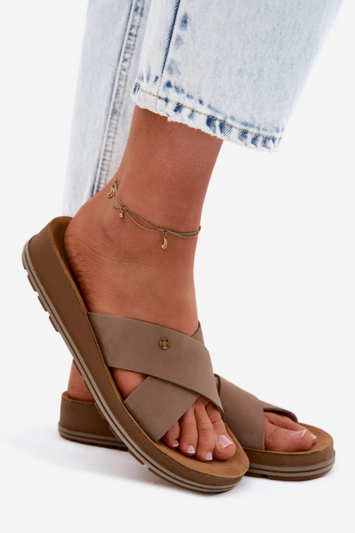 Oda Moteriškos zomšinės šlepetės Tai turiciejka P7504-04 smėlio spalvos