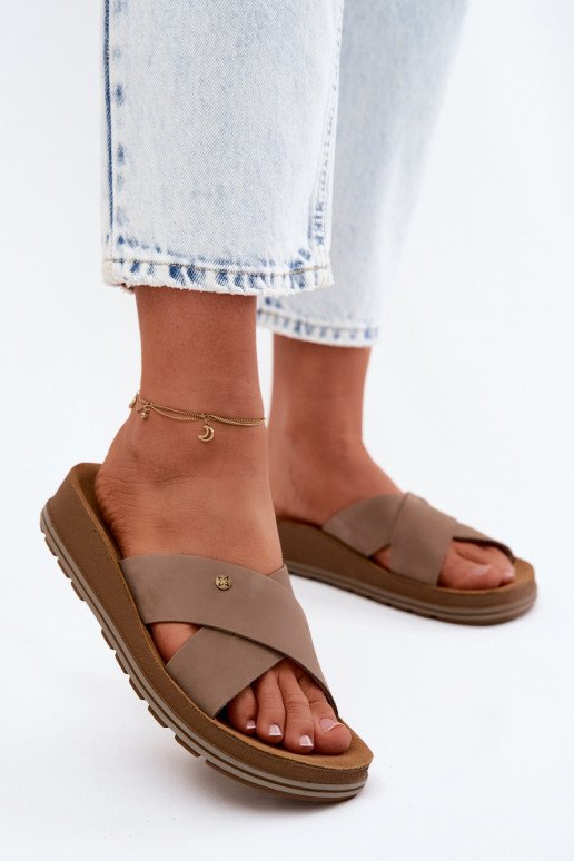 Oda Moteriškos zomšinės šlepetės Tai turiciejka P7504-04 smėlio spalvos