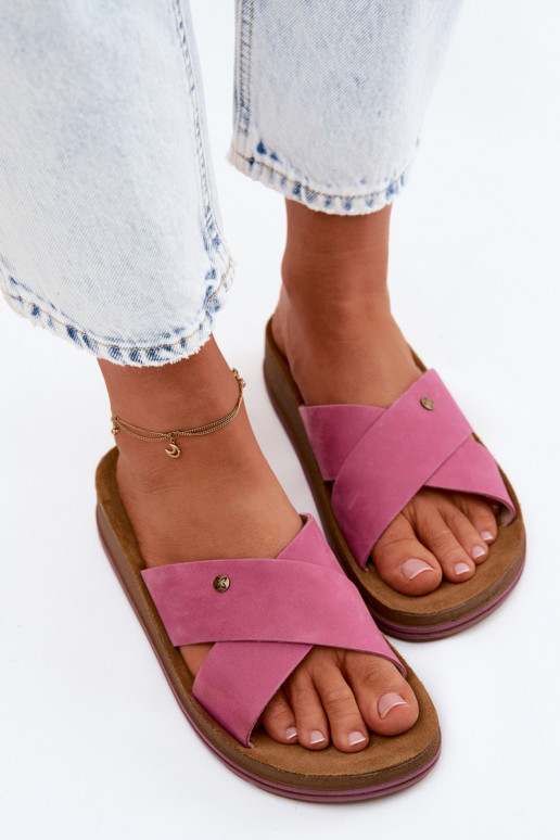 Oda Moteriškos zomšinės šlepetės Tai turiciejka P7504-15 rožinės spalvos