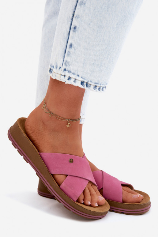 Oda Moteriškos zomšinės šlepetės Tai turiciejka P7504-15 rožinės spalvos