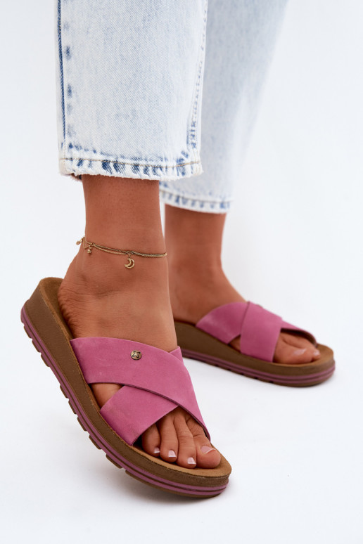 Oda Moteriškos zomšinės šlepetės Tai turiciejka P7504-15 rožinės spalvos