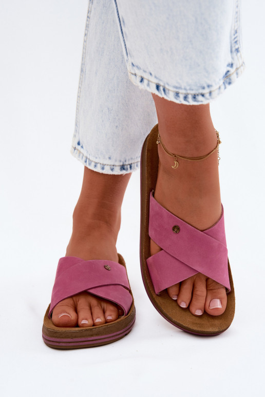 Oda Moteriškos zomšinės šlepetės Tai turiciejka P7504-15 rožinės spalvos