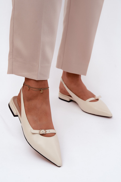 Moteriškos basutės su plačiais kulniukais Tai turiciejka K7449-22 dramblio kaulo spalvos