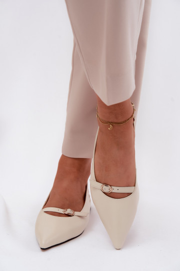 Moteriškos basutės su plačiais kulniukais Tai turiciejka K7449-22 dramblio kaulo spalvos 2