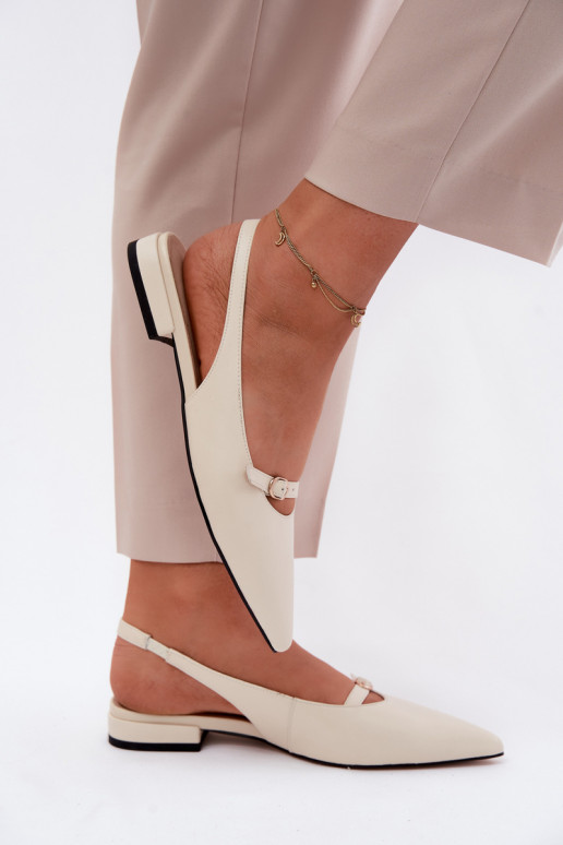 Moteriškos basutės su plačiais kulniukais Tai turiciejka K7449-22 dramblio kaulo spalvos