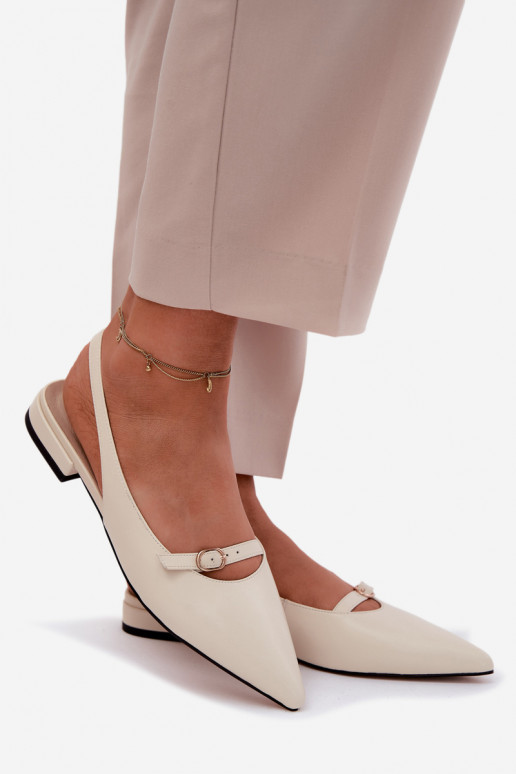 Moteriškos basutės su plačiais kulniukais Tai turiciejka K7449-22 dramblio kaulo spalvos