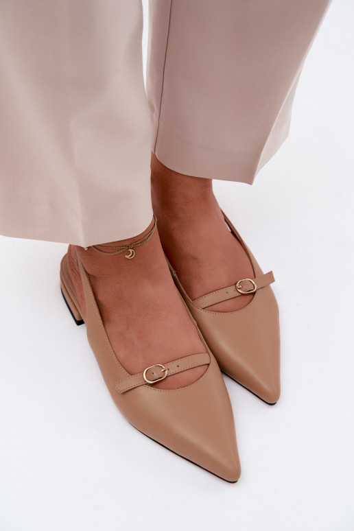 Moteriškos basutės su plačiais kulniukais Tai turiciejka K7449-04 smėlio spalvos