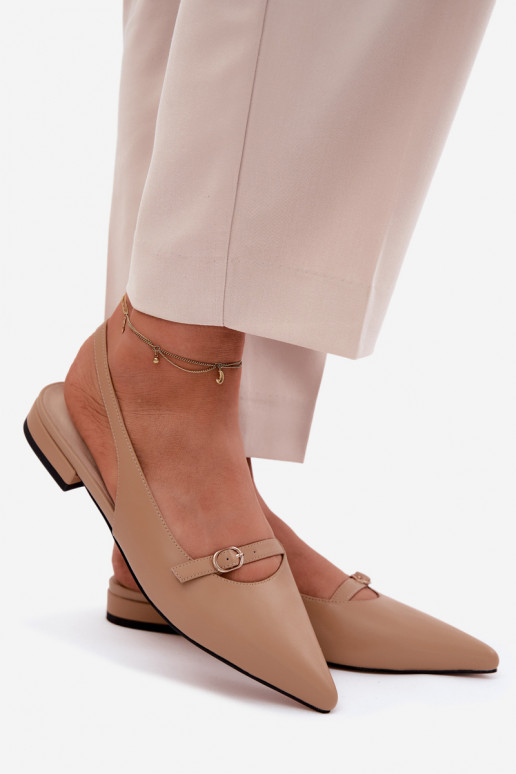 Moteriškos basutės su plačiais kulniukais Tai turiciejka K7449-04 smėlio spalvos