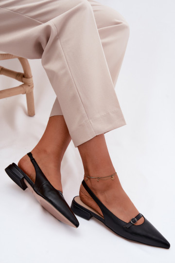 Moteriškos basutės su plačiais kulniukais Tai turiciejka K7449-01 juodos spalvos