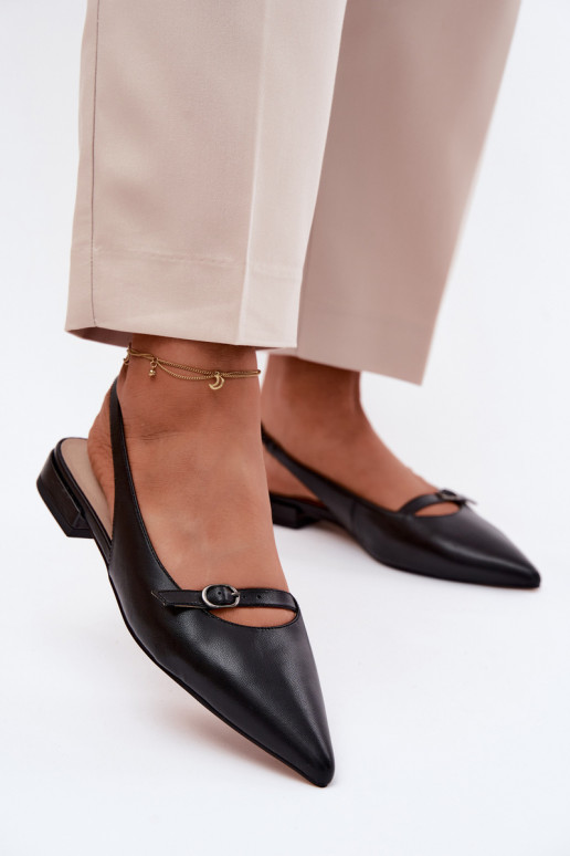 Moteriškos basutės su plačiais kulniukais Tai turiciejka K7449-01 juodos spalvos