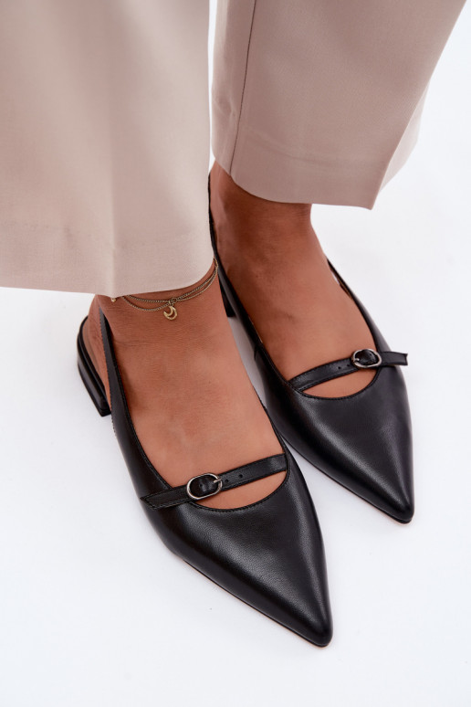 Moteriškos basutės su plačiais kulniukais Tai turiciejka K7449-01 juodos spalvos