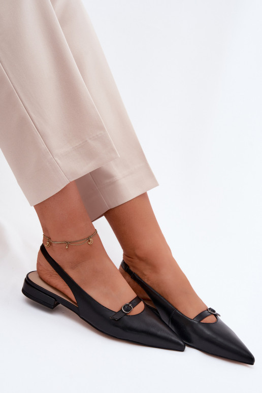 Moteriškos basutės su plačiais kulniukais Tai turiciejka K7449-01 juodos spalvos