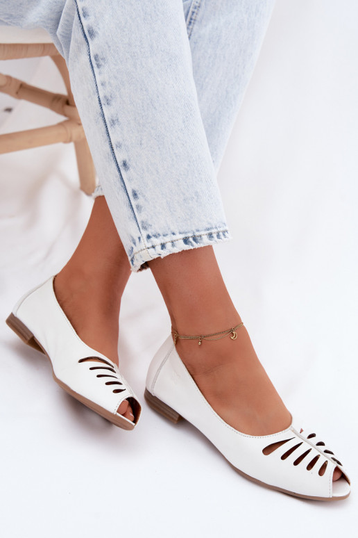 Ažūrinės balerinossuĮjungtaturalnej Skóry Tai turiciejka P7541-11 baltos spalvos